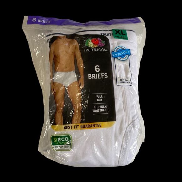 Fruit of the Loom Men’s 6 Pack Briefs XL 40-42 White New in Package - Picture 1 of 6